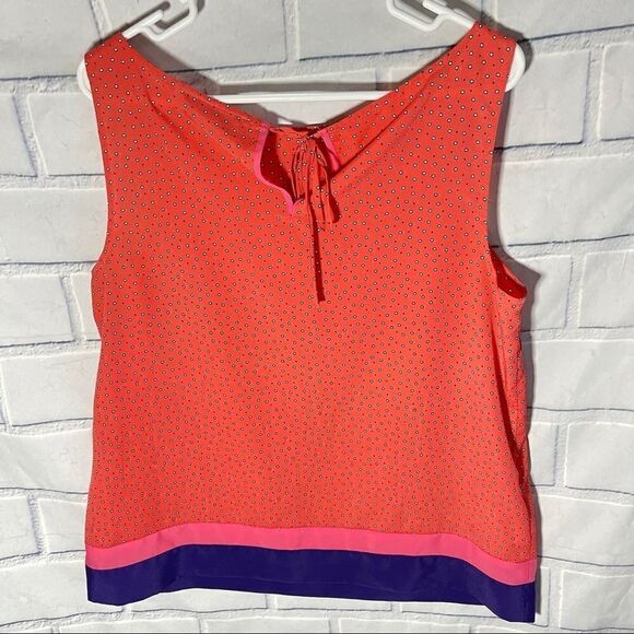 LOFT Coral Purple Print Sleeveless Blouse Size L - Picture 4 of 7